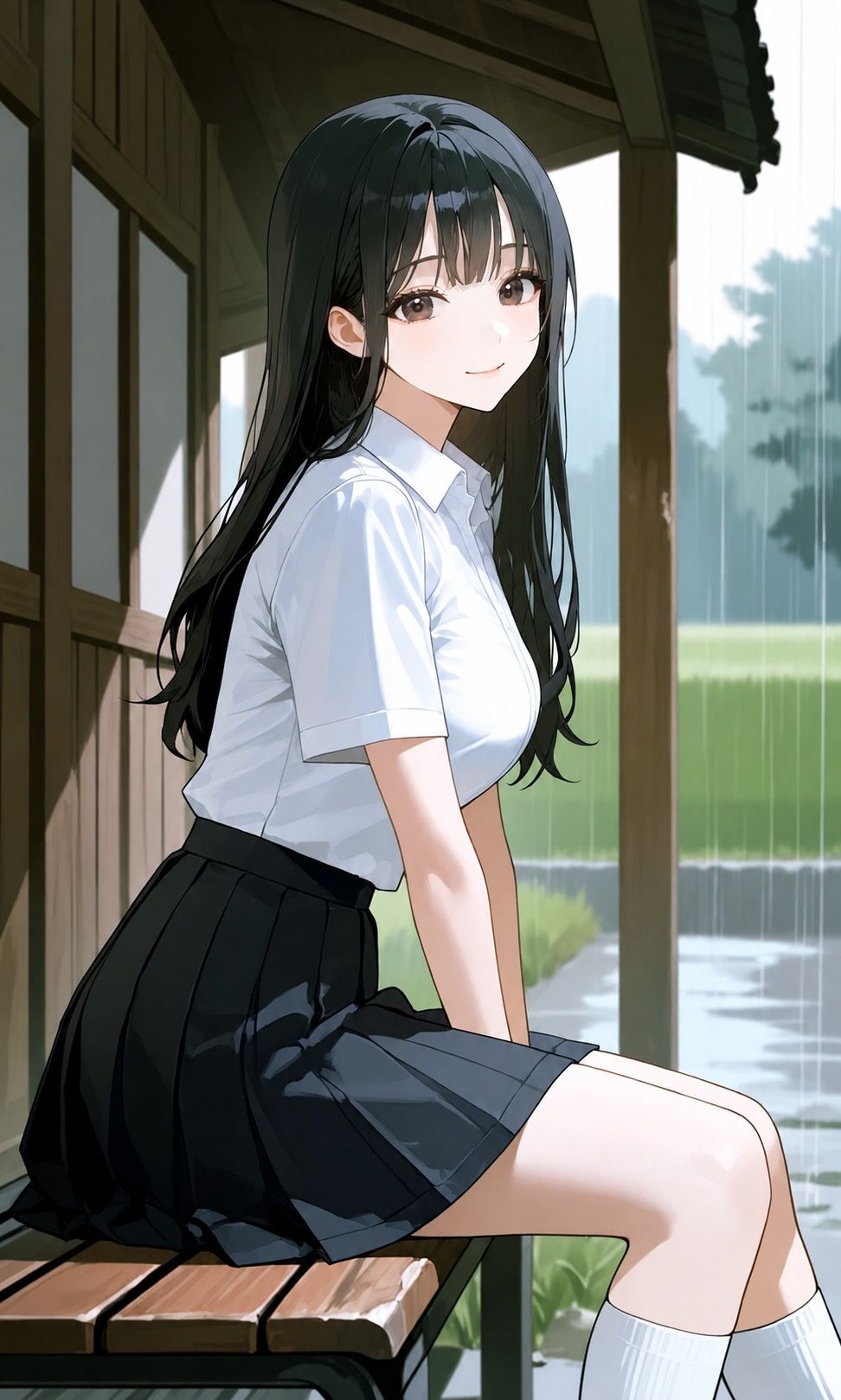 田舎で夕立に会う