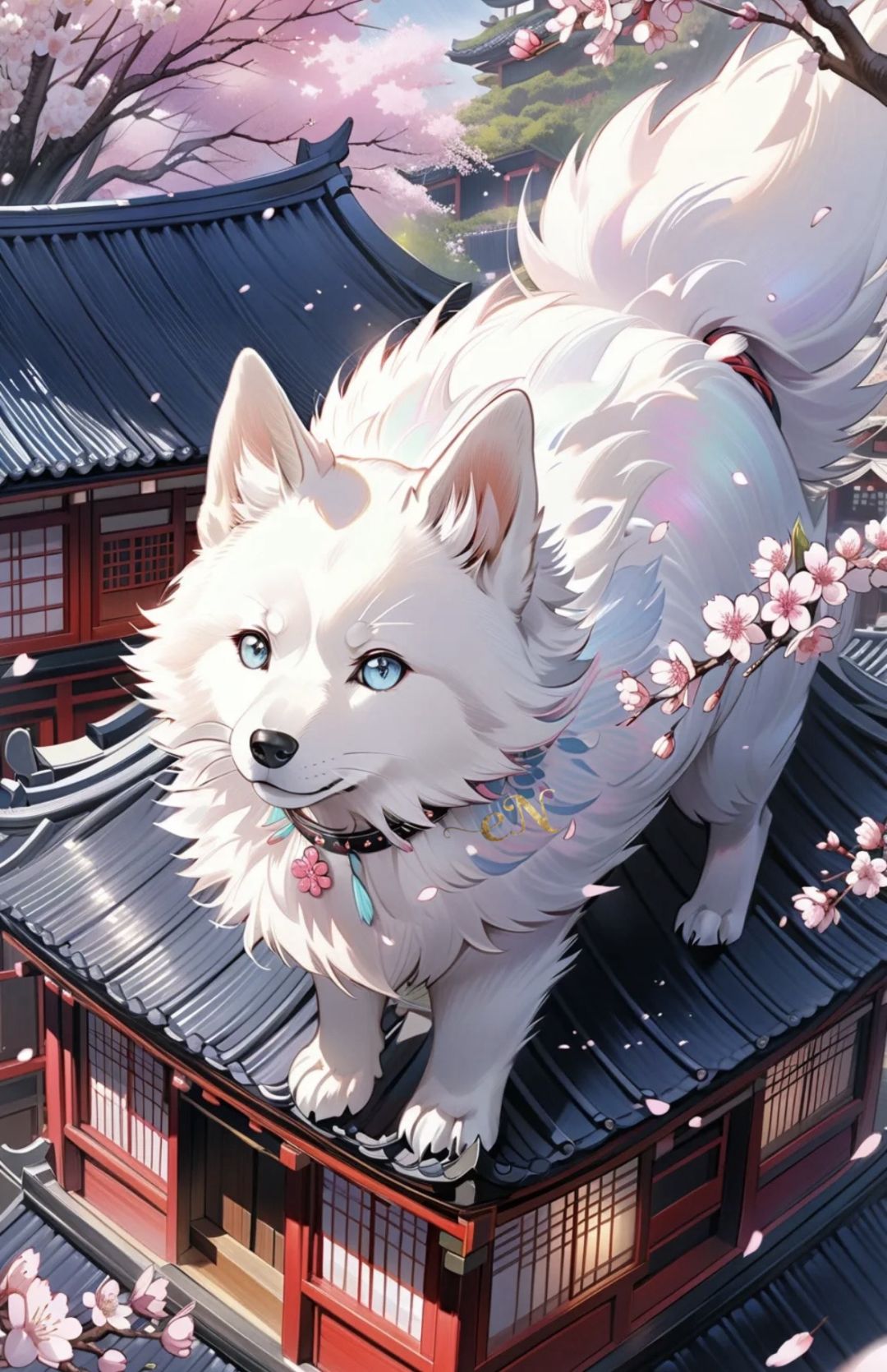 桜舞う里の神社