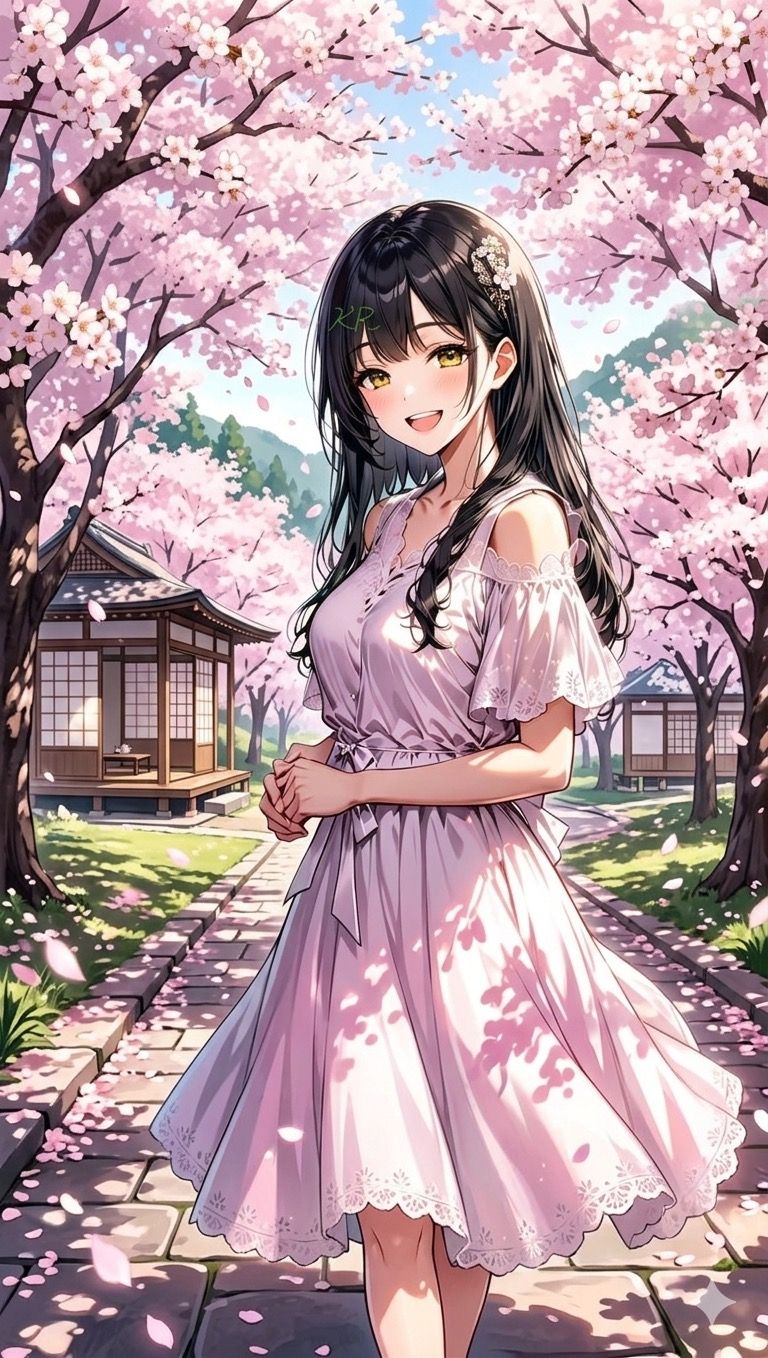 満開の桜並木をアリサと共に
